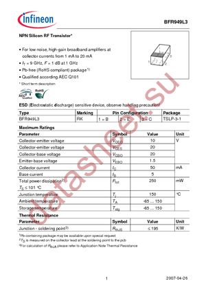 BFR 949L3 E6327 datasheet  